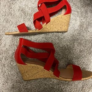 Red strappy sandals